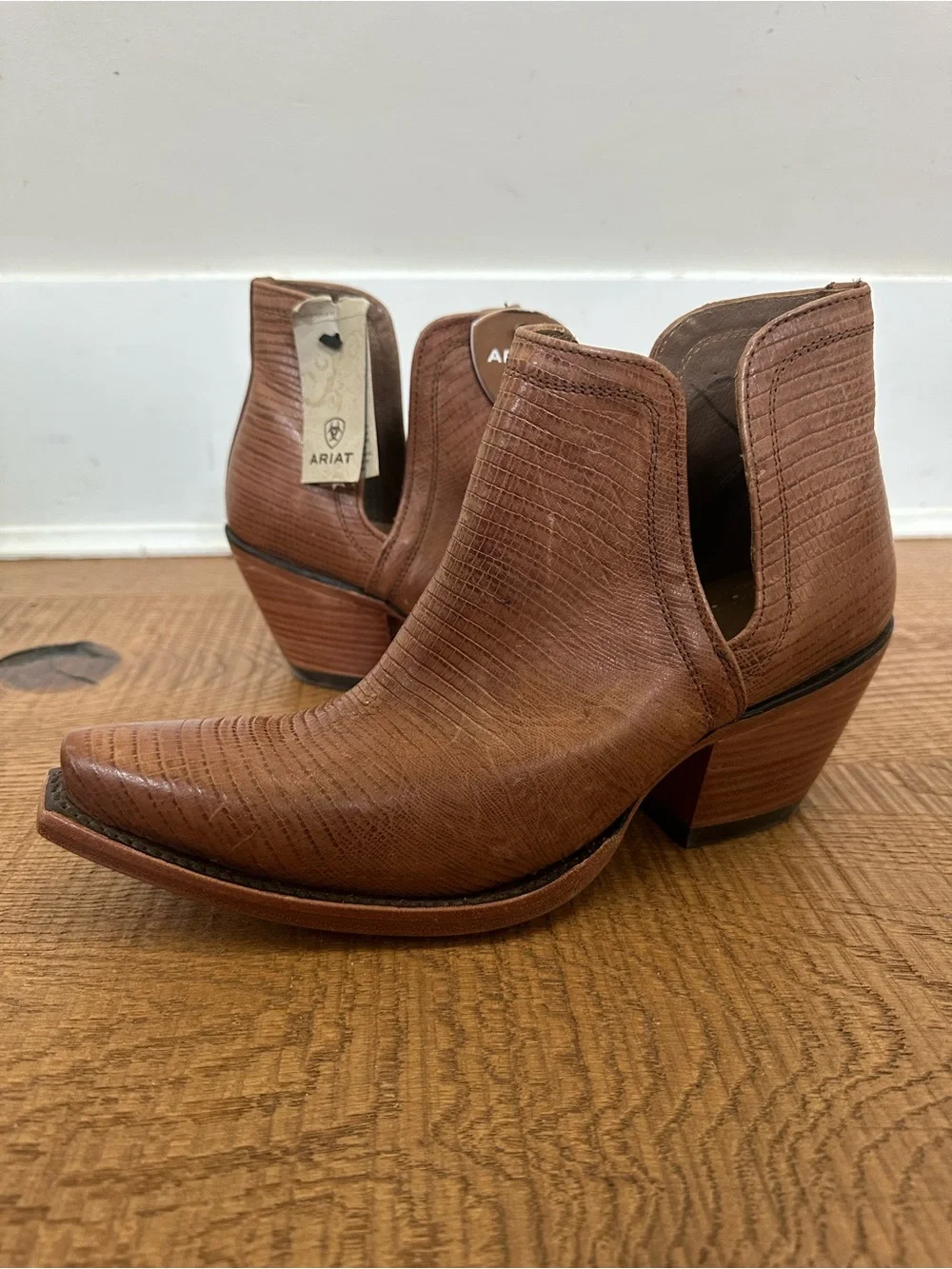 Ariat Dixon Toe Lizard Print Brown Boot Women 7.5